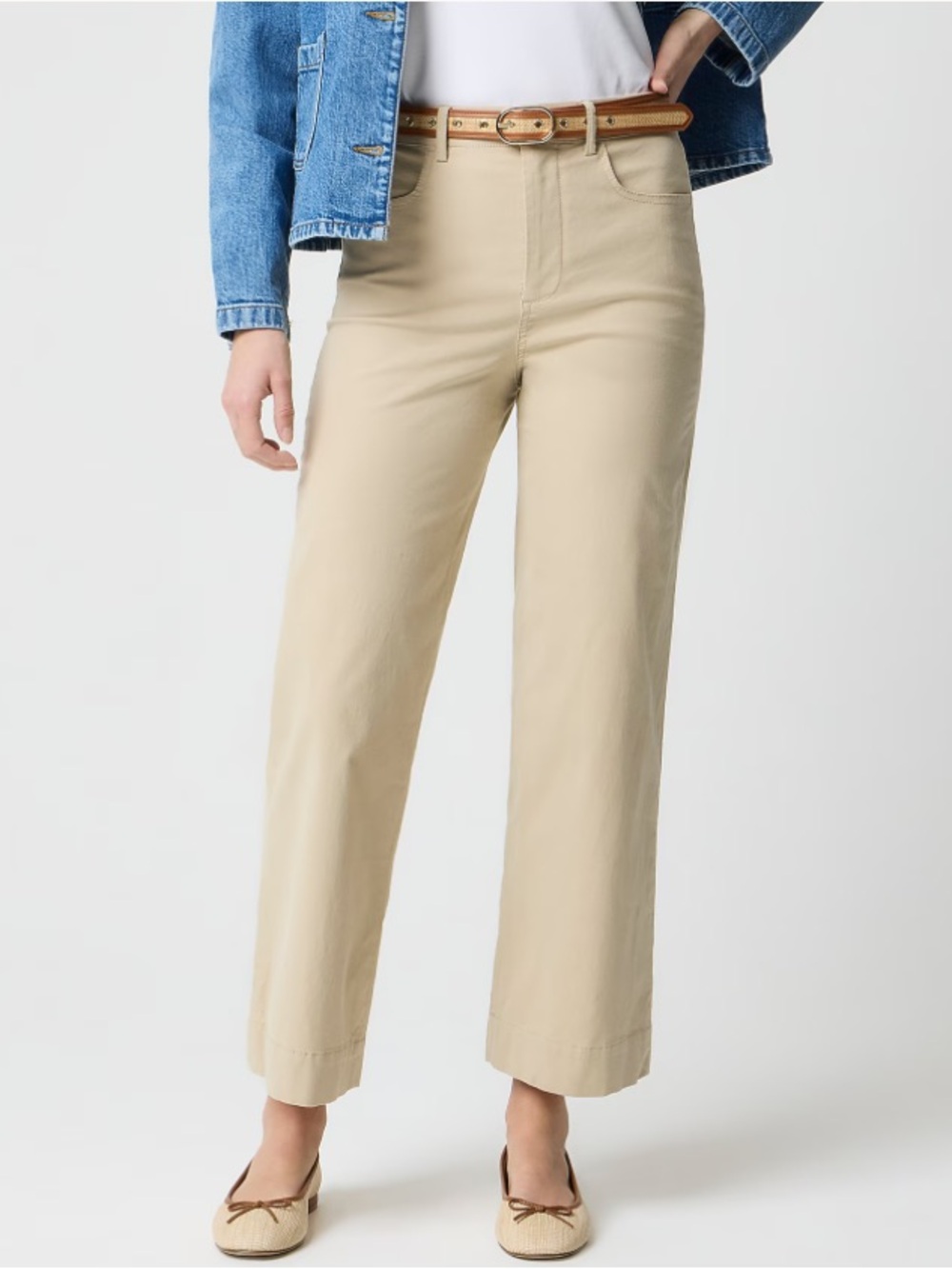 J. Crew Ella Wide-leg Cropped Pant Light Khaki Preppy Linen Cotton Blend Size 34